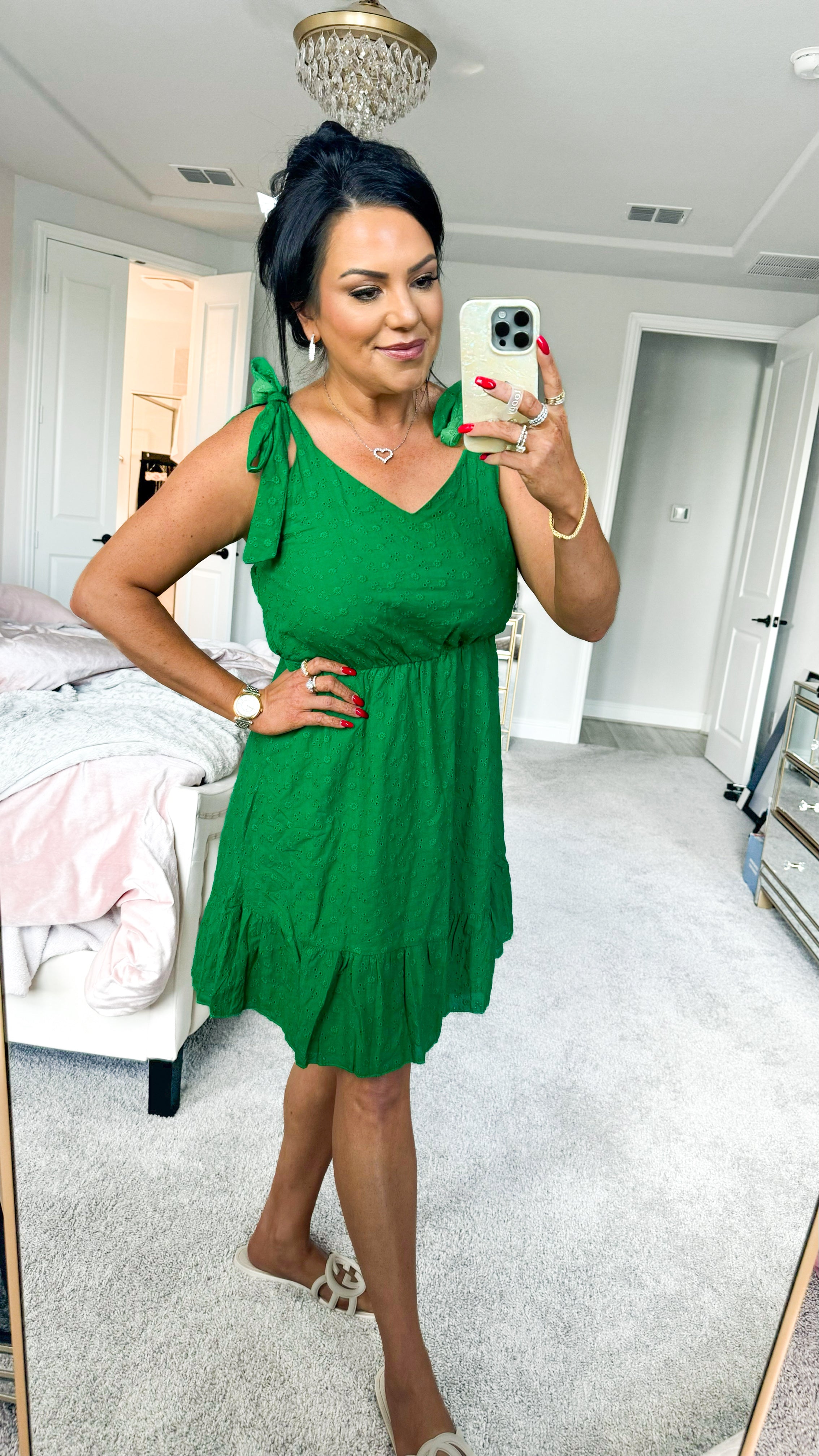 Angie Tied Ruffled V-Neck Sleeveless Mini Dress (Copy)