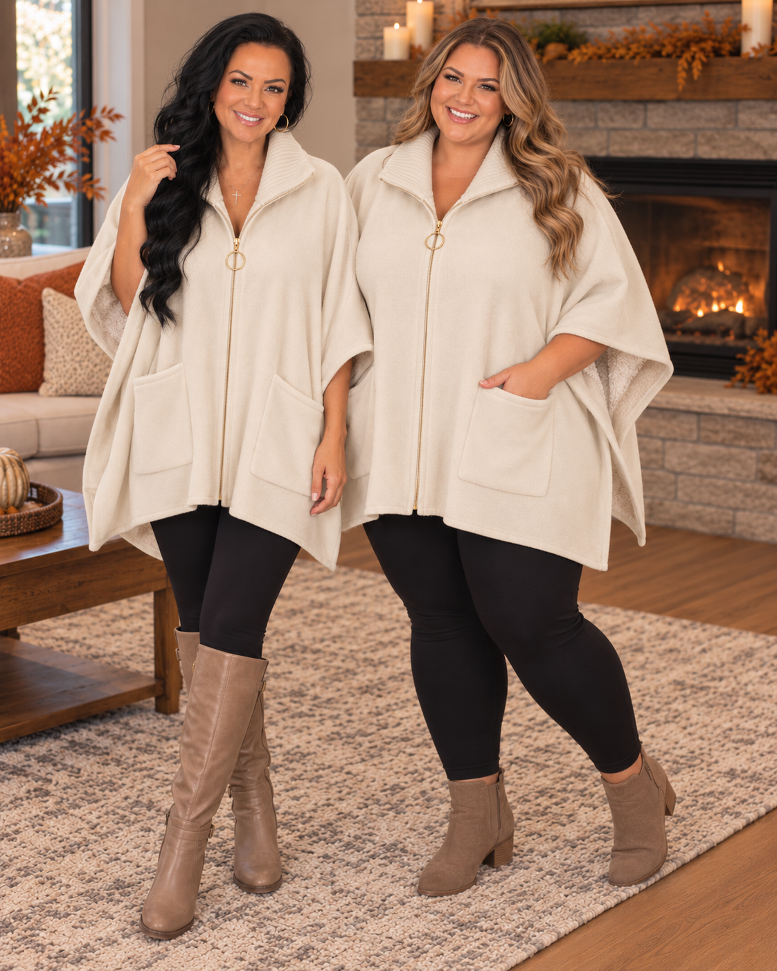 Whitney Zip Front Poncho Cardigan