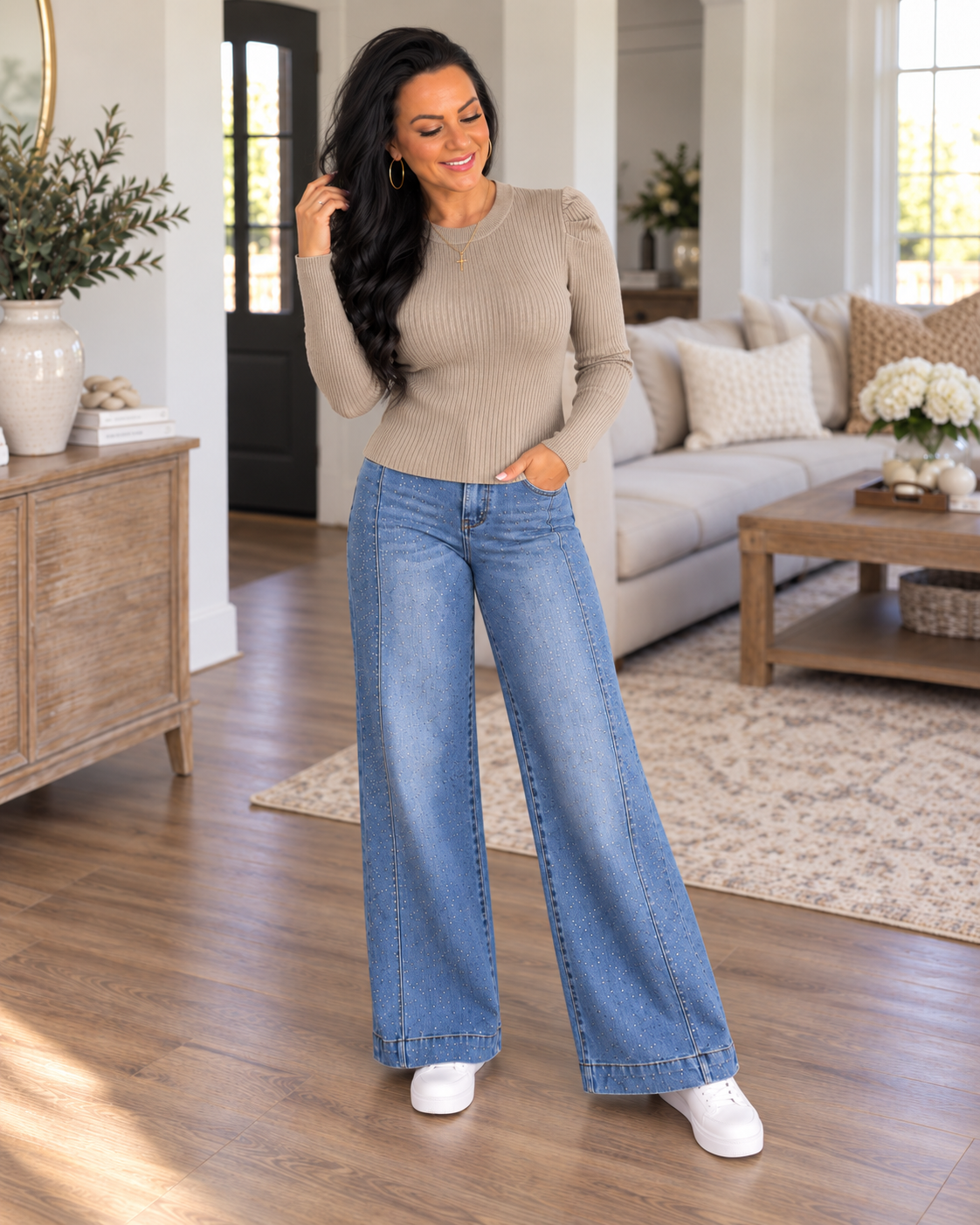 Cathy Ribbed Puff Sleeve Top
