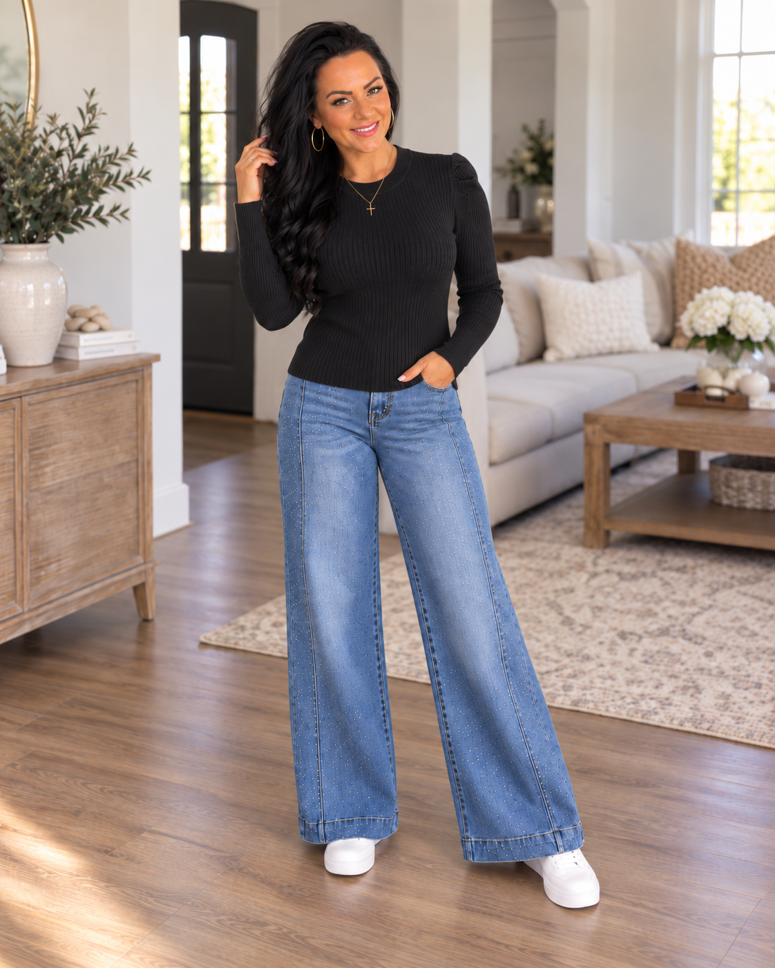 Cathy Ribbed Puff Sleeve Top
