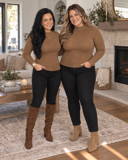 Rachel Ribbed Mock Neck Sweater