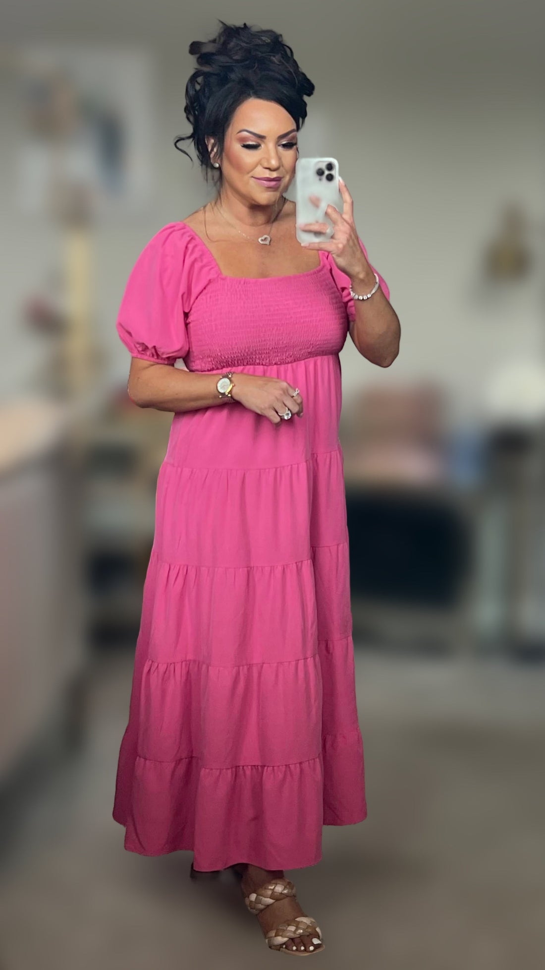 Anita Tiered Smocked Short Sleeve Dress (Copy)