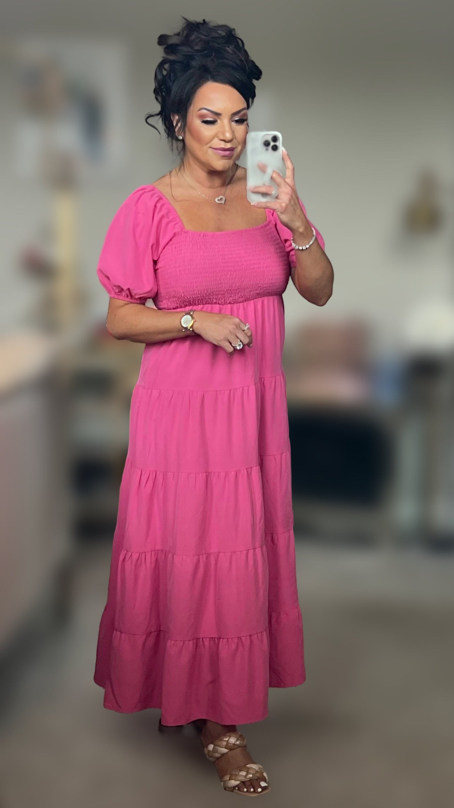 Anita Tiered Smocked Short Sleeve Dress (Copy)