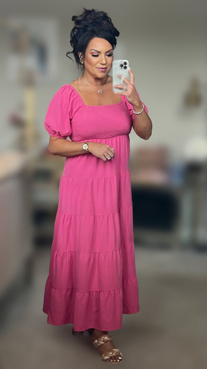 Anita Tiered Smocked Short Sleeve Dress (Copy)