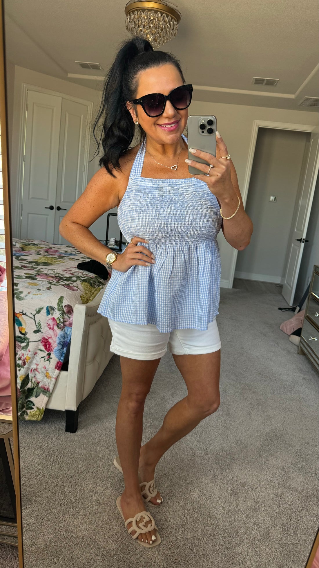 Smocked Plaid Square Neck Tank (Copy)