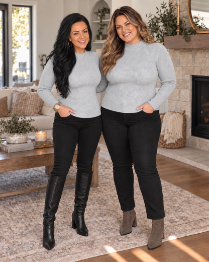 Rachel Ribbed Mock Neck Sweater