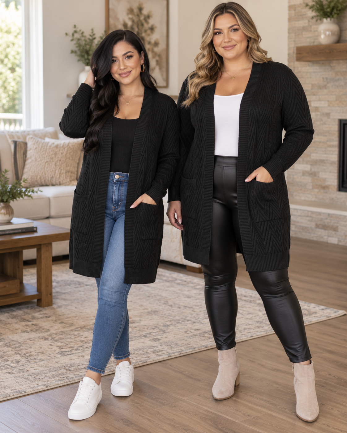Val Textured Open Front Cardigan