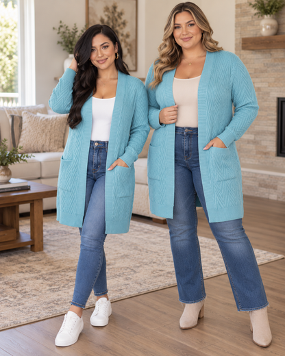 Val Textured Open Front Cardigan