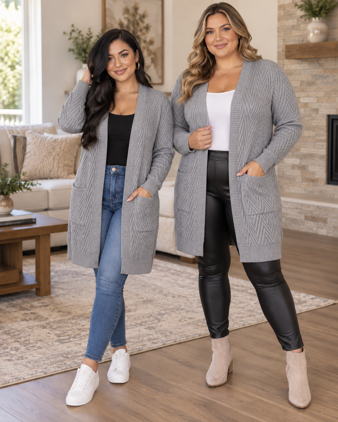 Val Textured Open Front Cardigan