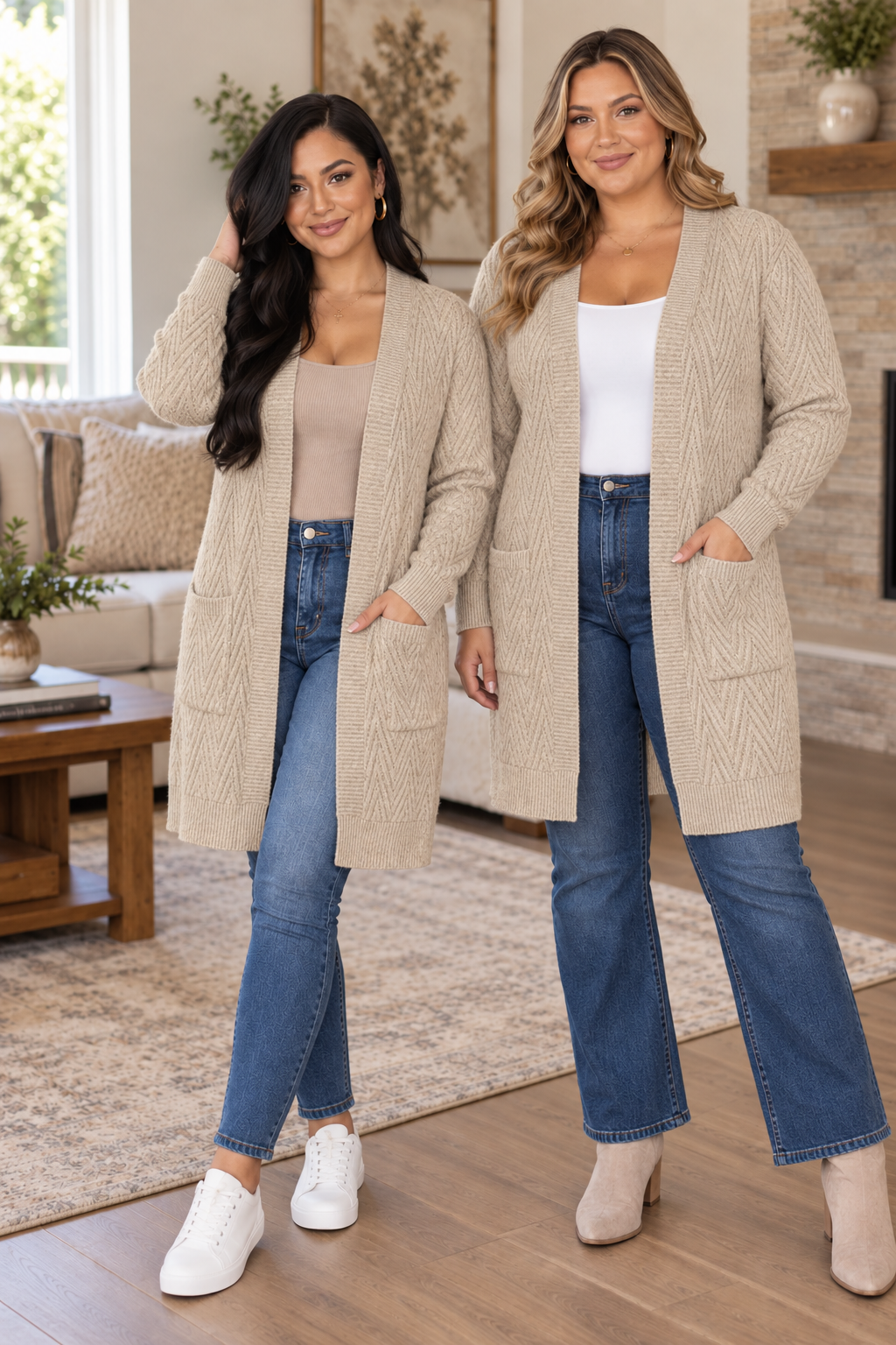Val Textured Open Front Cardigan