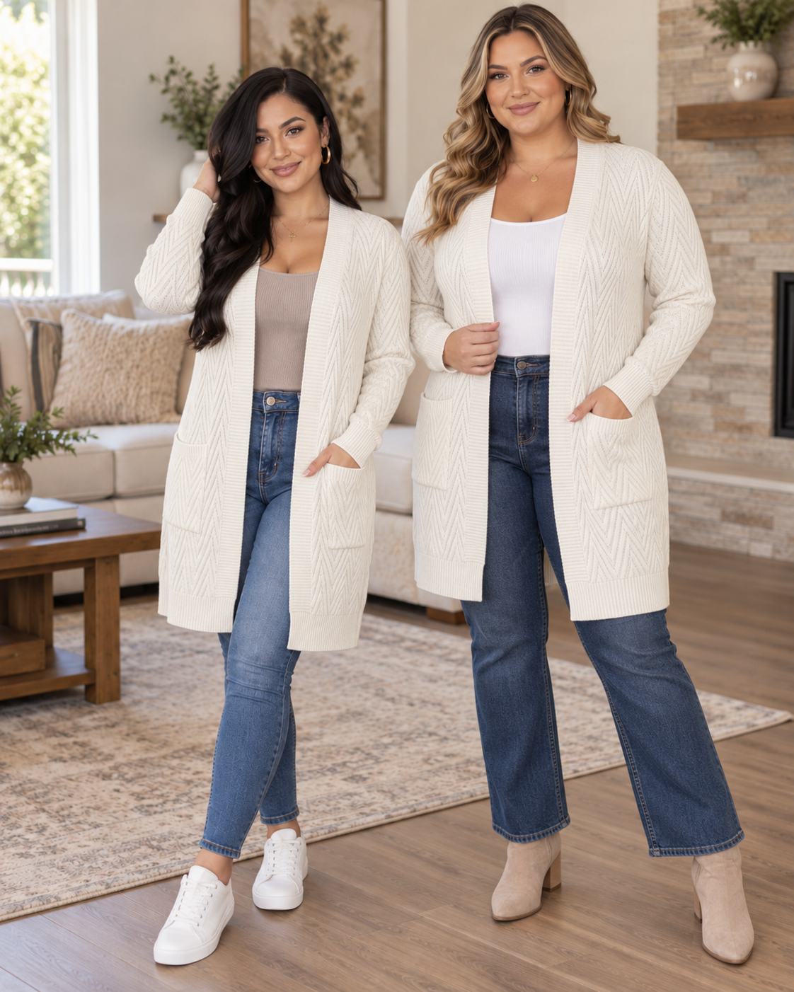 Val Textured Open Front Cardigan