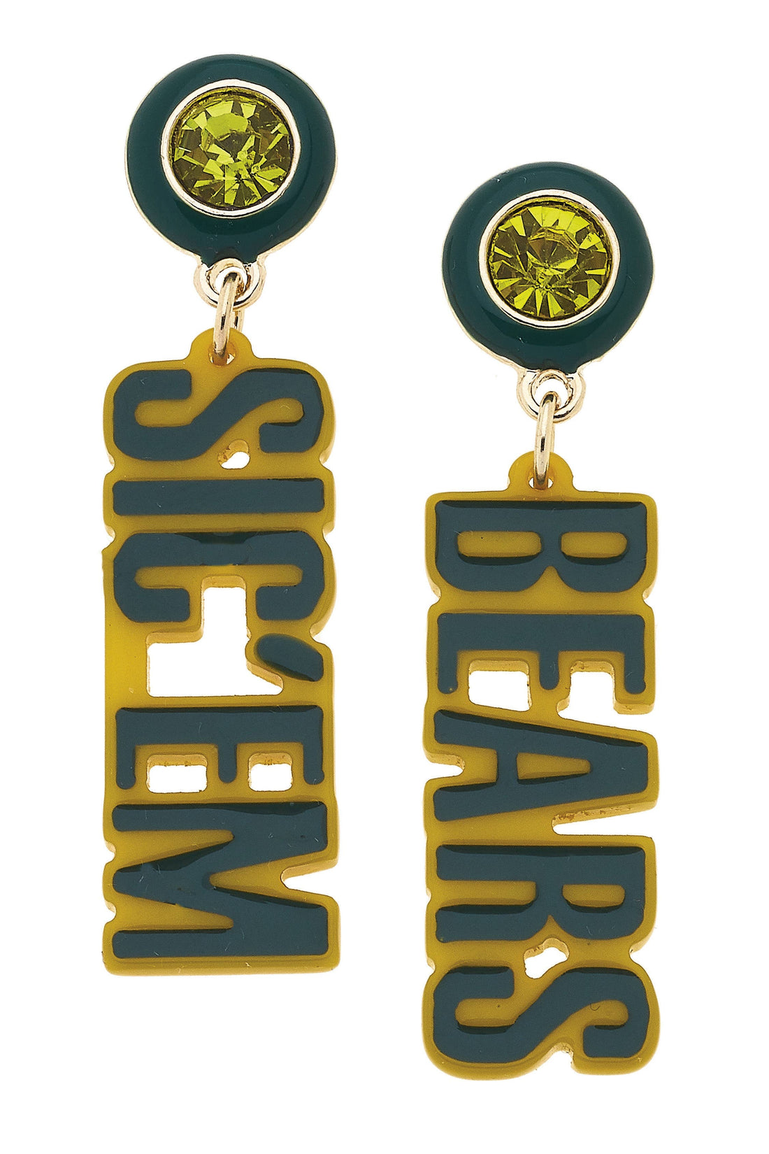 Baylor Bears Resin Block Letter Earrings in Green