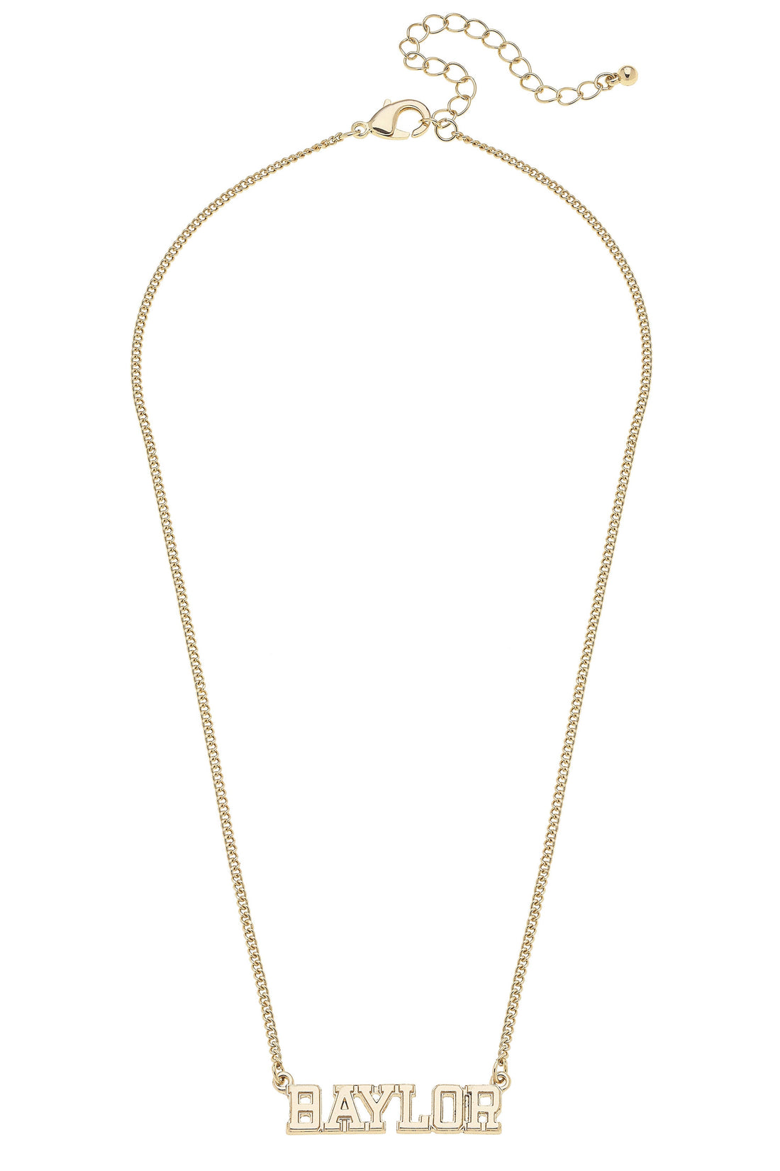 Baylor Bears Varsity Outline Necklace in Shiny Gold