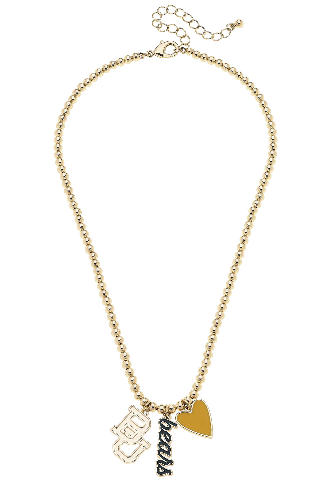Baylor Bears Ball Bead Charm Necklace in Shiny Gold