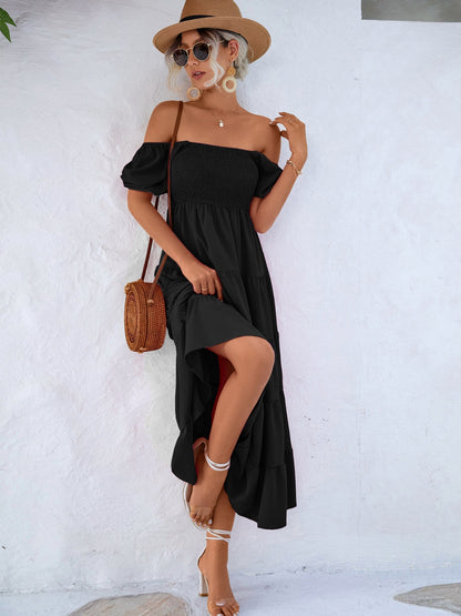 Anita Tiered Smocked Short Sleeve Dress (Copy)
