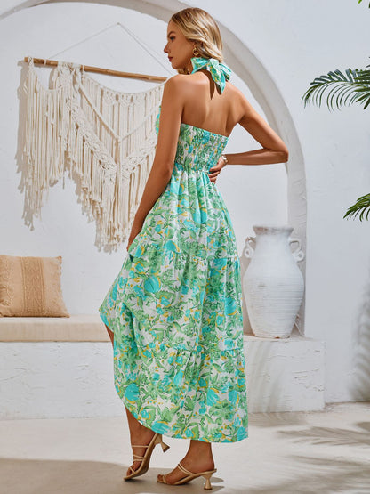 Spain Smocked Printed Sleeveless Dress