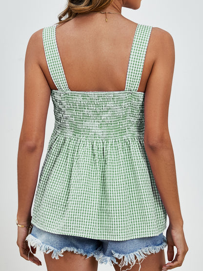 Smocked Plaid Square Neck Tank (Copy)