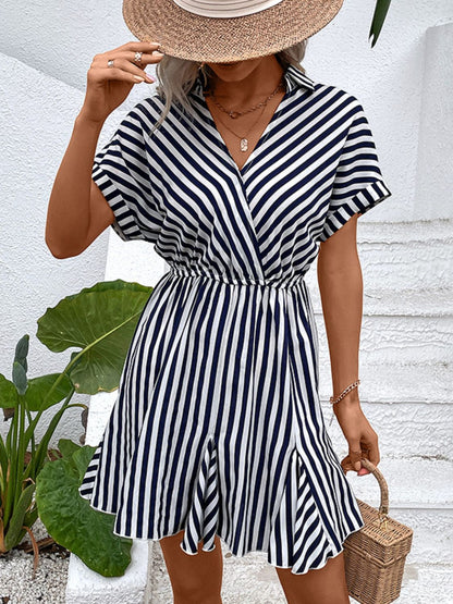 Highland Striped Johnny Collar Mini Dress (Copy)