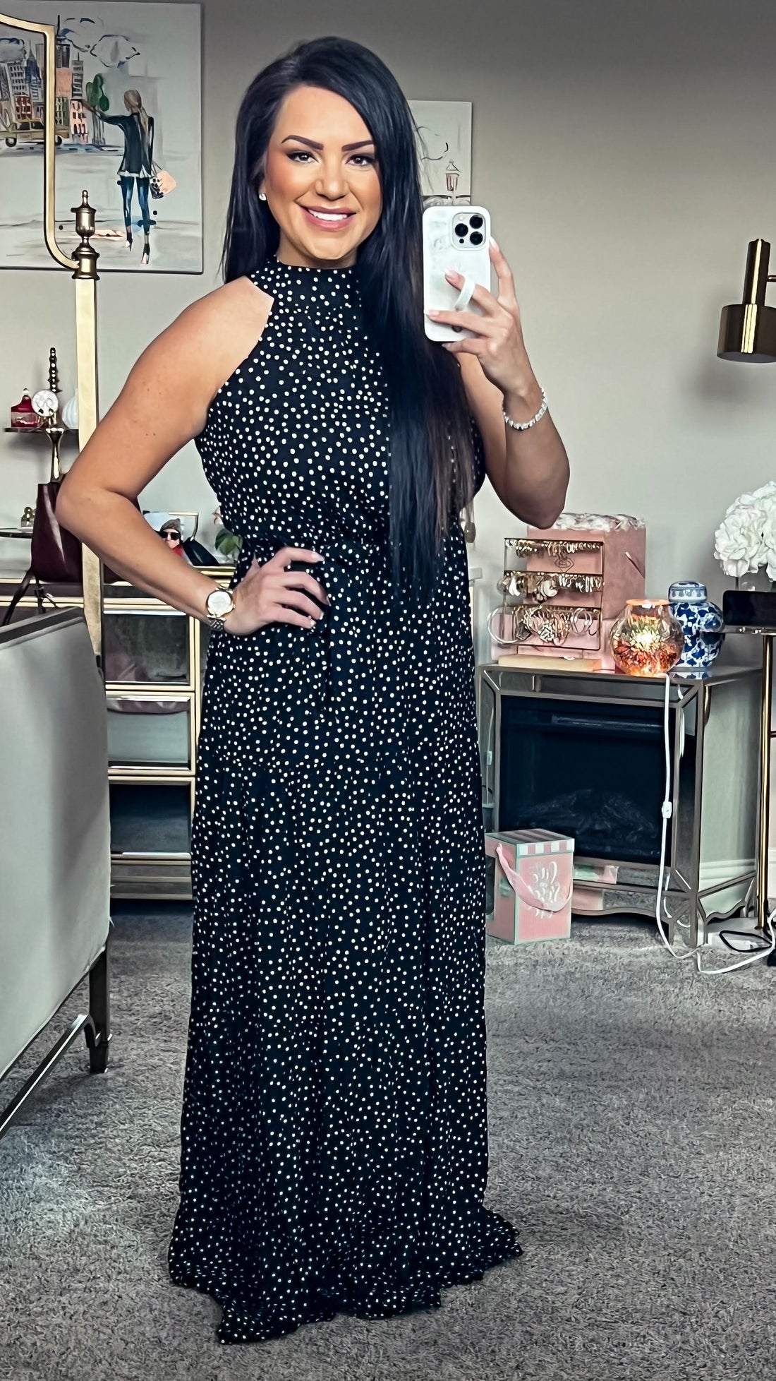 Logan Printed Sleeveless Tie Waist Maxi Dress (Copy)