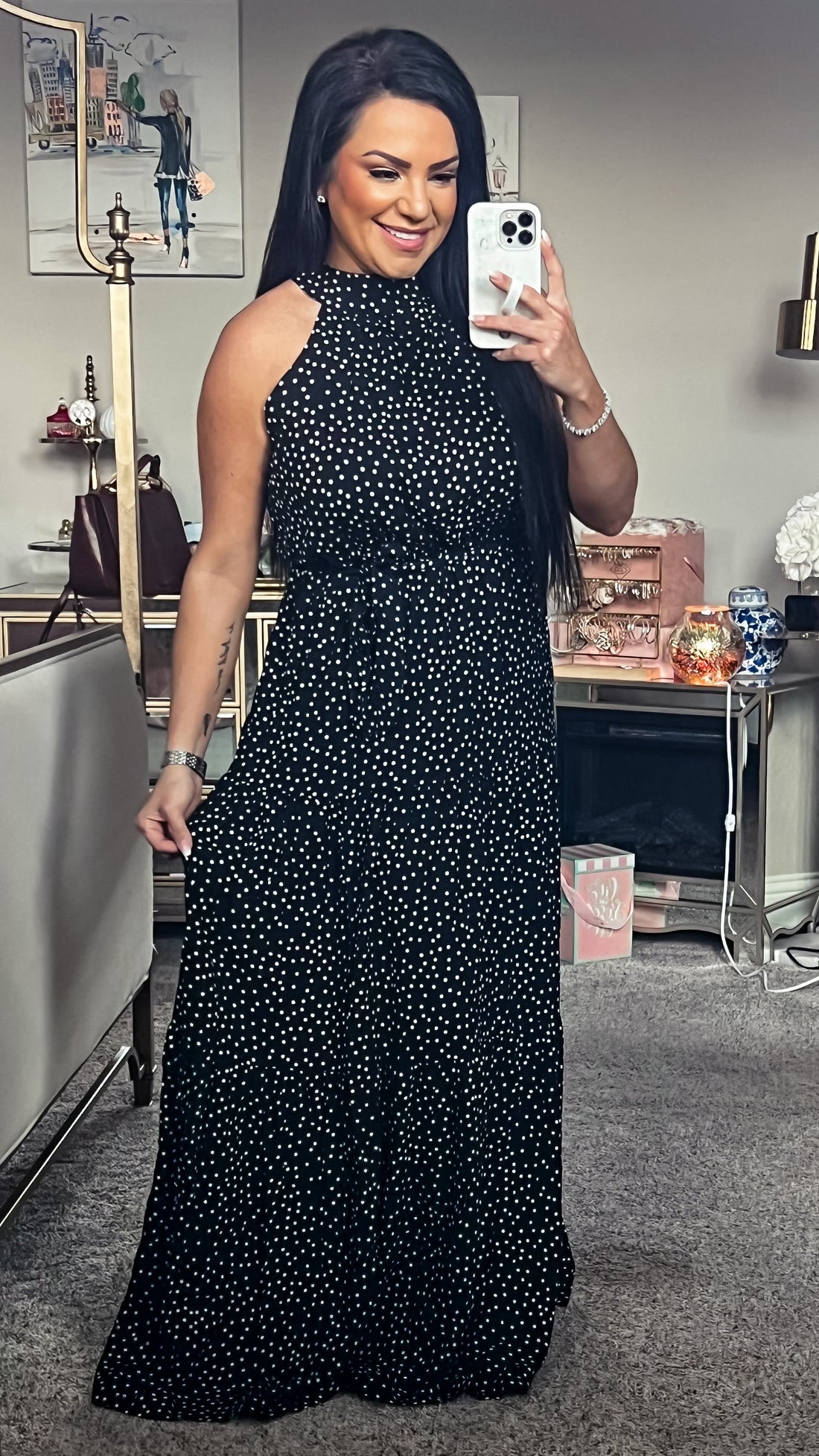 Logan Printed Sleeveless Tie Waist Maxi Dress (Copy)