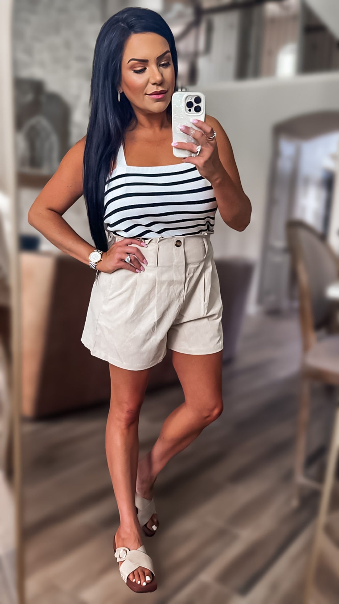 Cora Striped Straight Neck Cami (Copy)