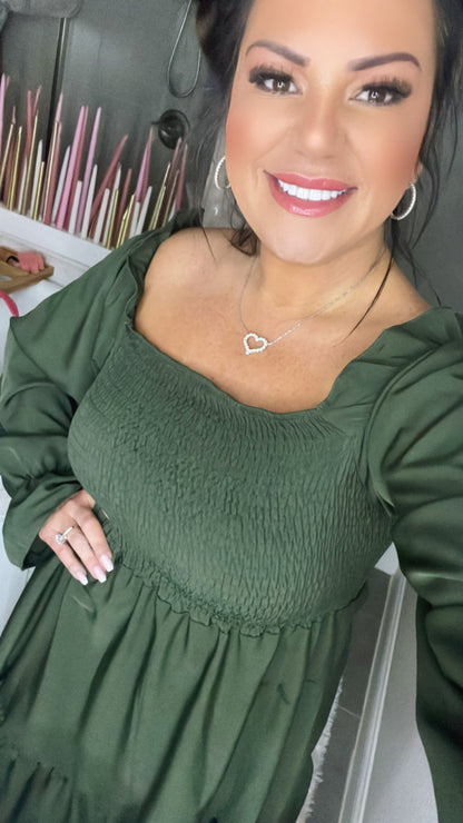 Hilary Smocked Flounce Sleeve Square Neck Dress (Copy)