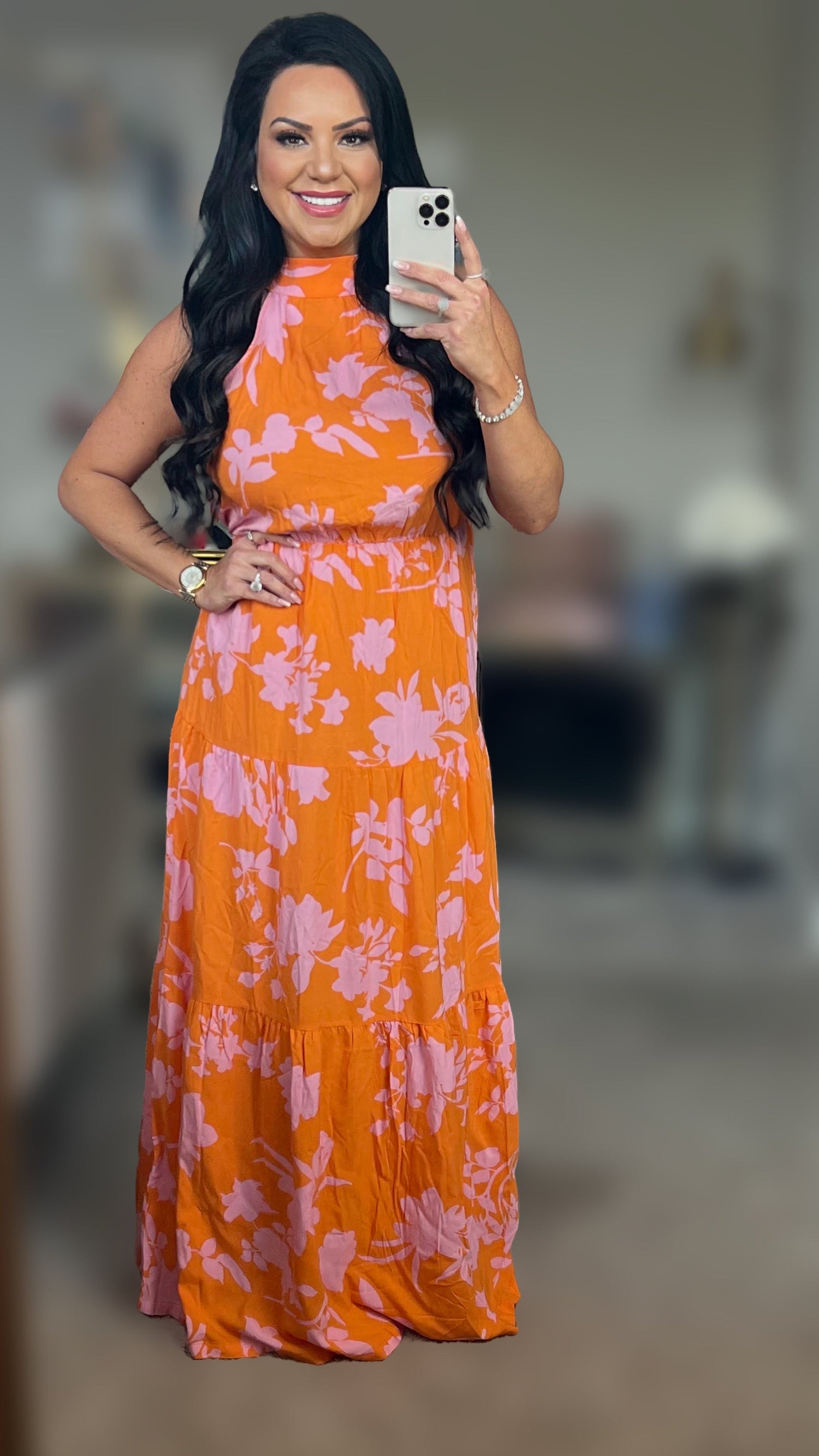 Logan Printed Sleeveless Tie Waist Maxi Dress (Copy)