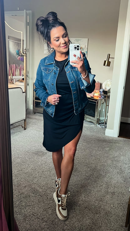 Wasted on You Short Sleeve Ruched Asymmetrical Hem Dress