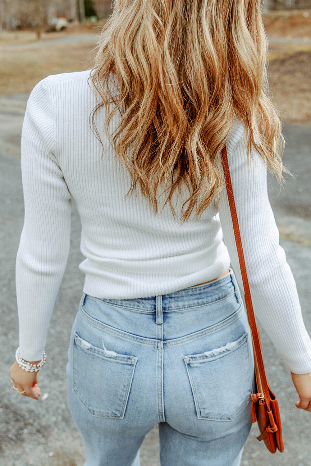 Crisscross Long Sleeve Ribbed Top (Copy)
