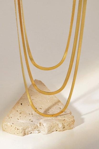 Aphrodite Triple-Layered Stainless Steel Gold Plated Snake Chain Necklace (Copy)