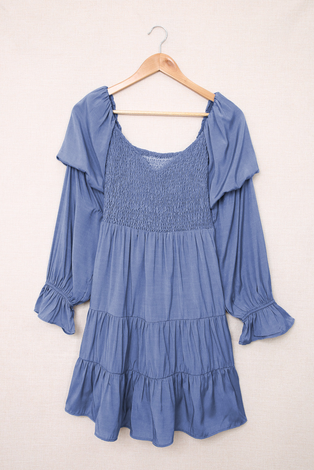Bliss Smocked Off-Shoulder Tiered Mini Dress (Copy)