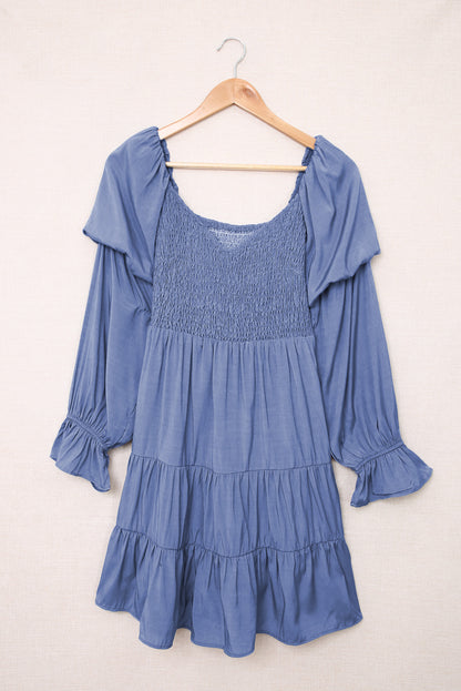Bliss Smocked Off-Shoulder Tiered Mini Dress (Copy)
