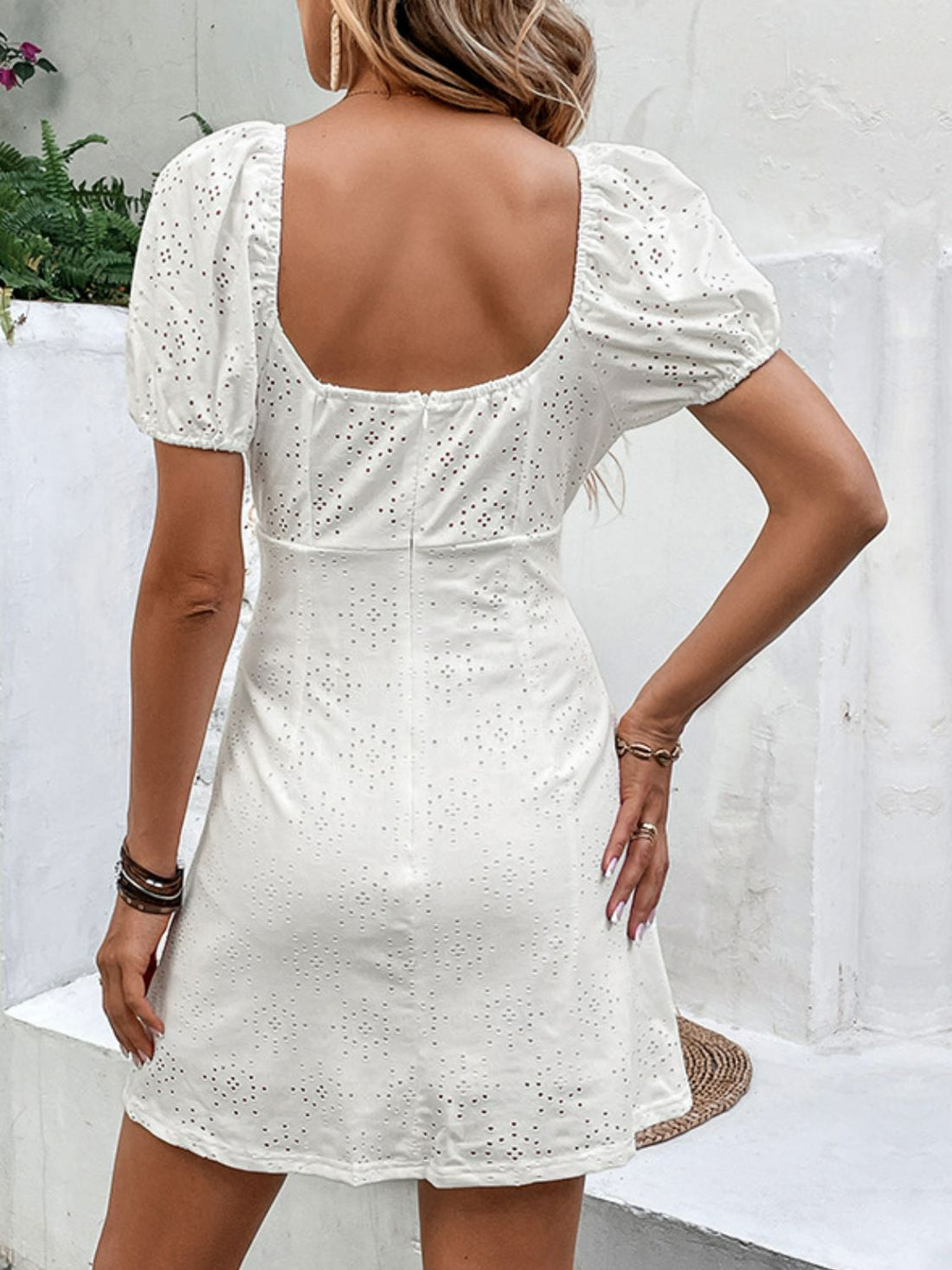 Mae Bow Detail Eyelet Puff Sleeve Dress (Copy)