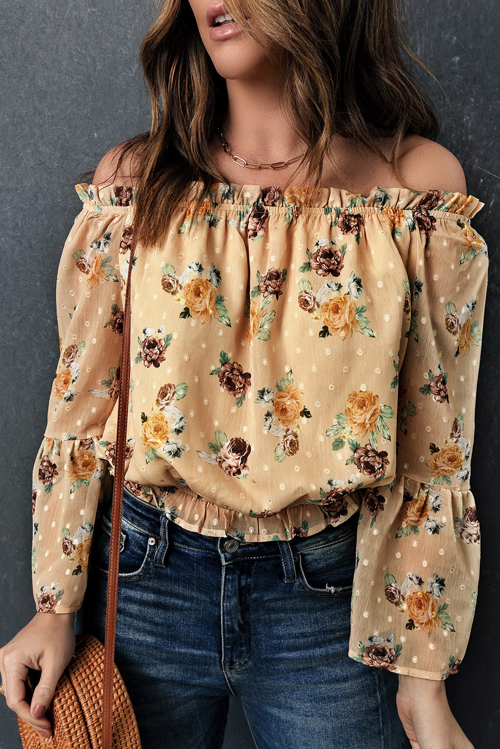 Faith Floral Off-Shoulder Ruffle Hem Top (Copy)