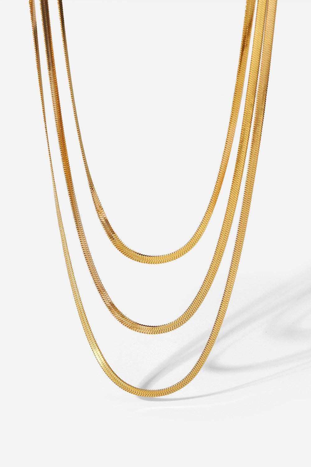 Aphrodite Triple-Layered Stainless Steel Gold Plated Snake Chain Necklace (Copy)