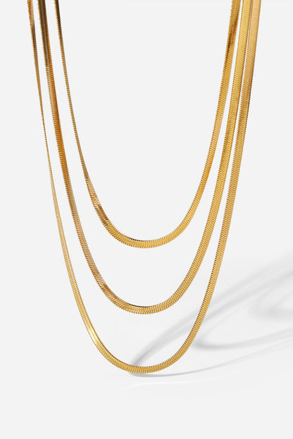 Aphrodite Triple-Layered Stainless Steel Gold Plated Snake Chain Necklace (Copy)