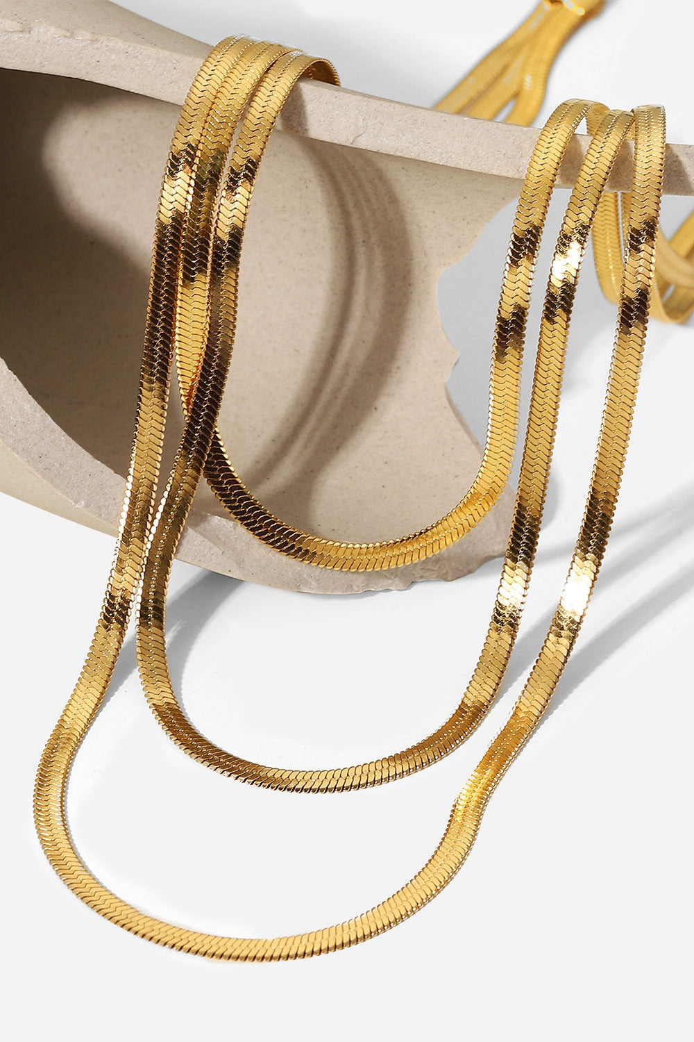 Aphrodite Triple-Layered Stainless Steel Gold Plated Snake Chain Necklace (Copy)
