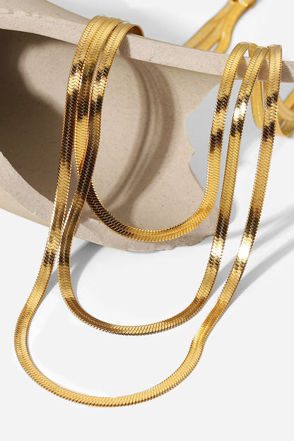 Aphrodite Triple-Layered Stainless Steel Gold Plated Snake Chain Necklace (Copy)