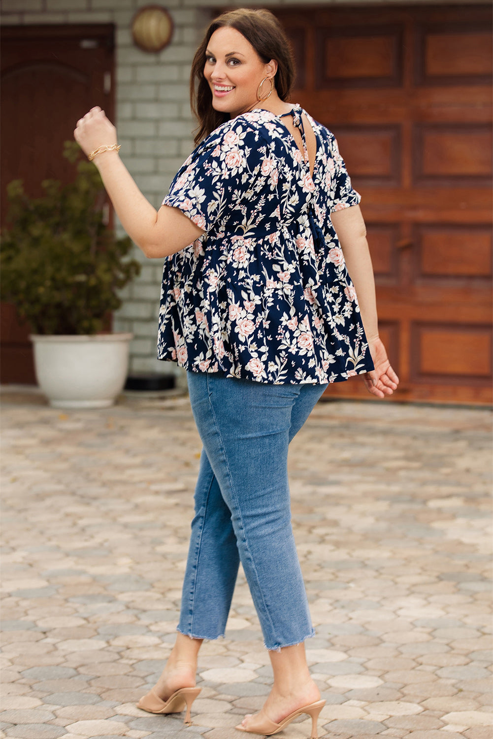 Blaine Floral V-Neck Tied Babydoll Blouse (Copy)
