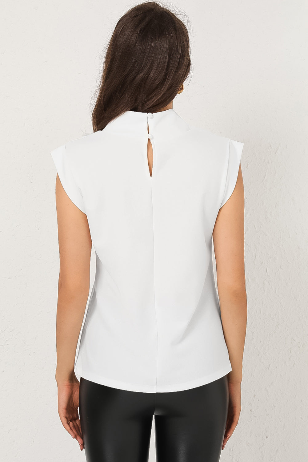 Amaya Mock Neck Cap Sleeve Blouse (Copy)