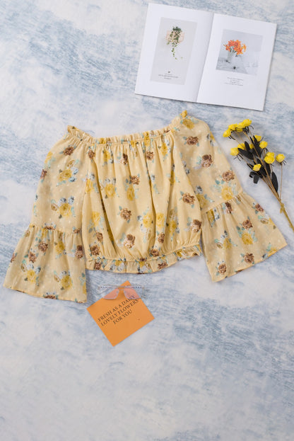 Faith Floral Off-Shoulder Ruffle Hem Top (Copy)