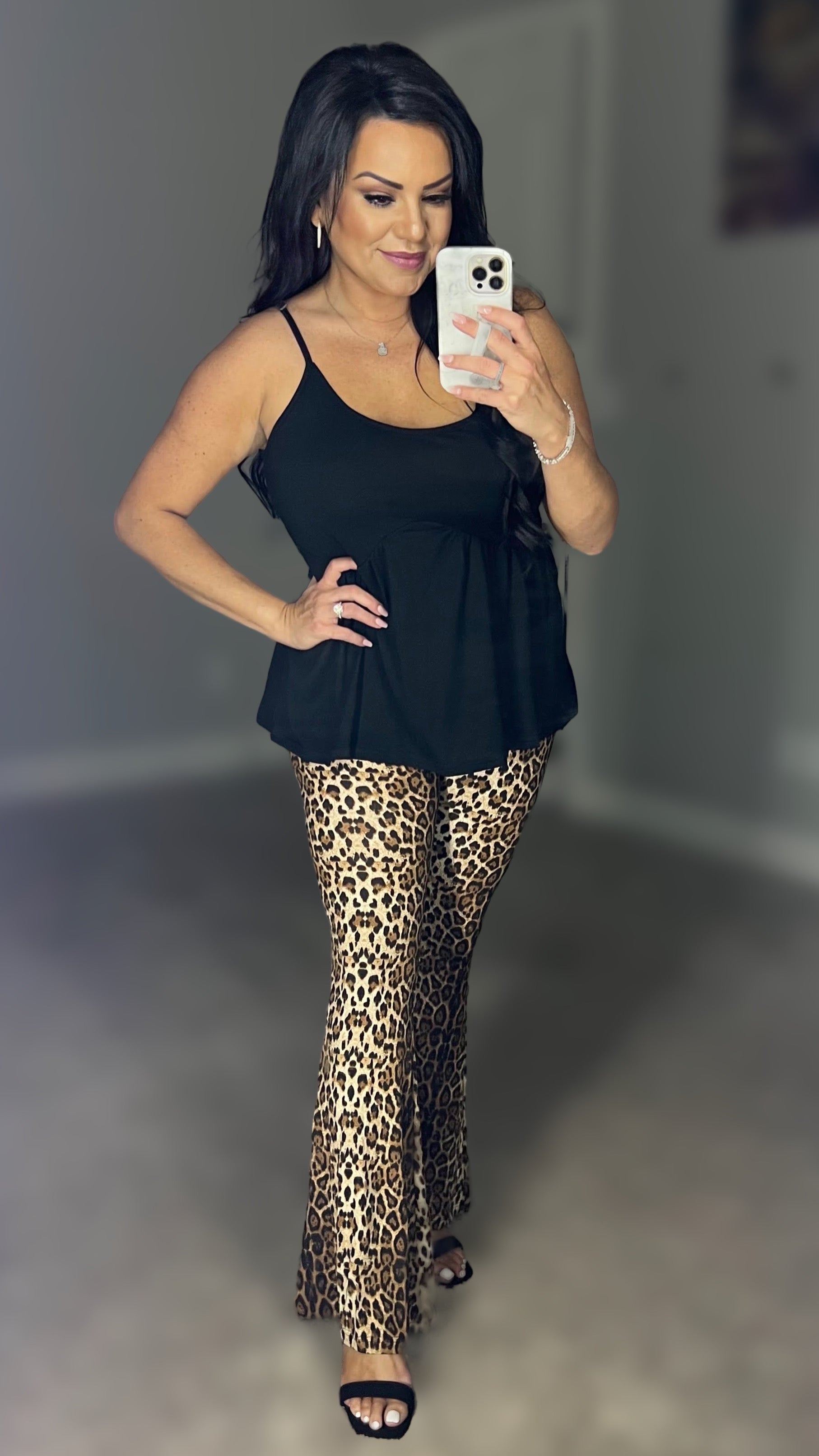 Dancing Queen Leopard Print Flare Leg Pants