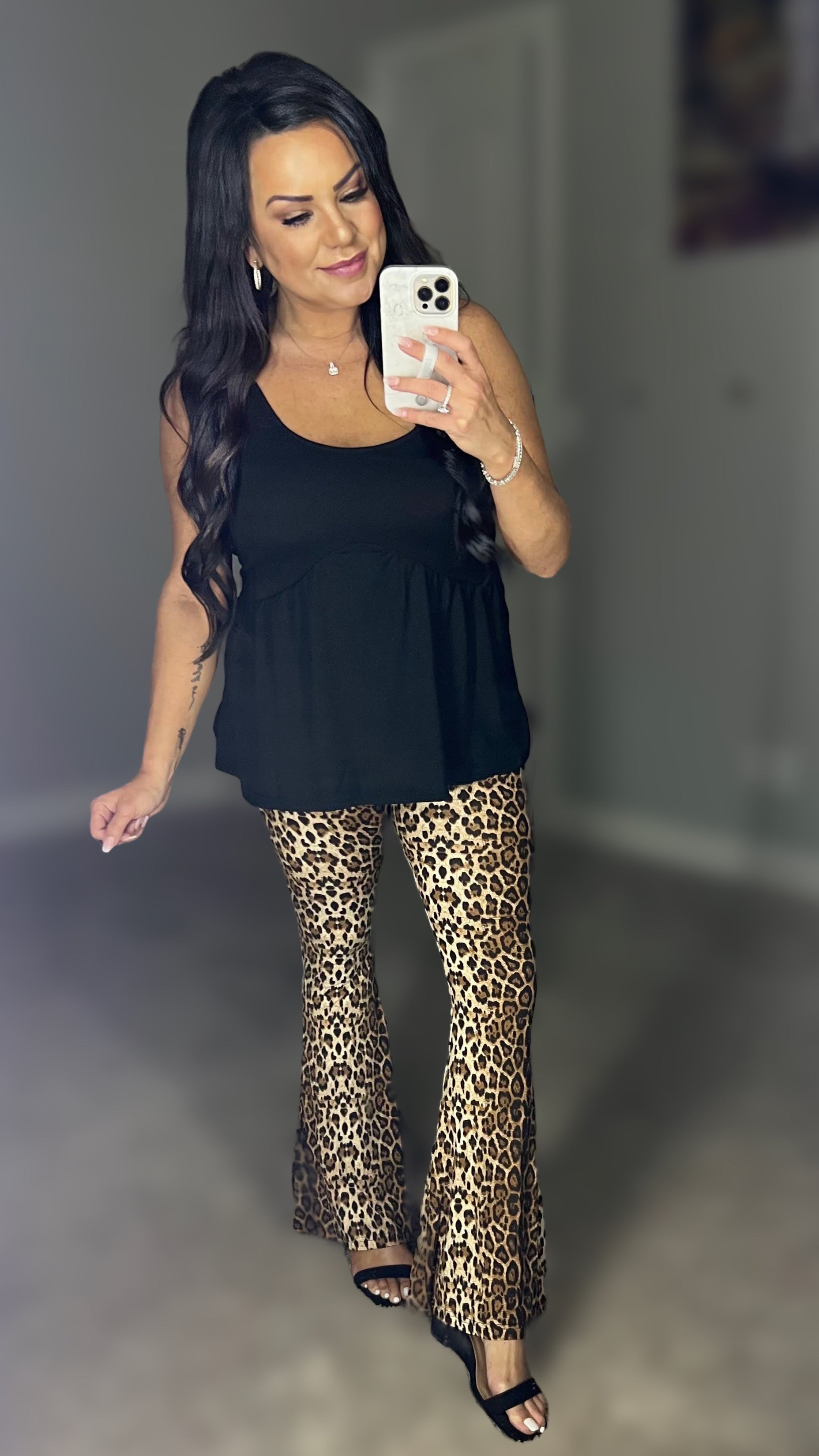 Dancing Queen Leopard Print Flare Leg Pants