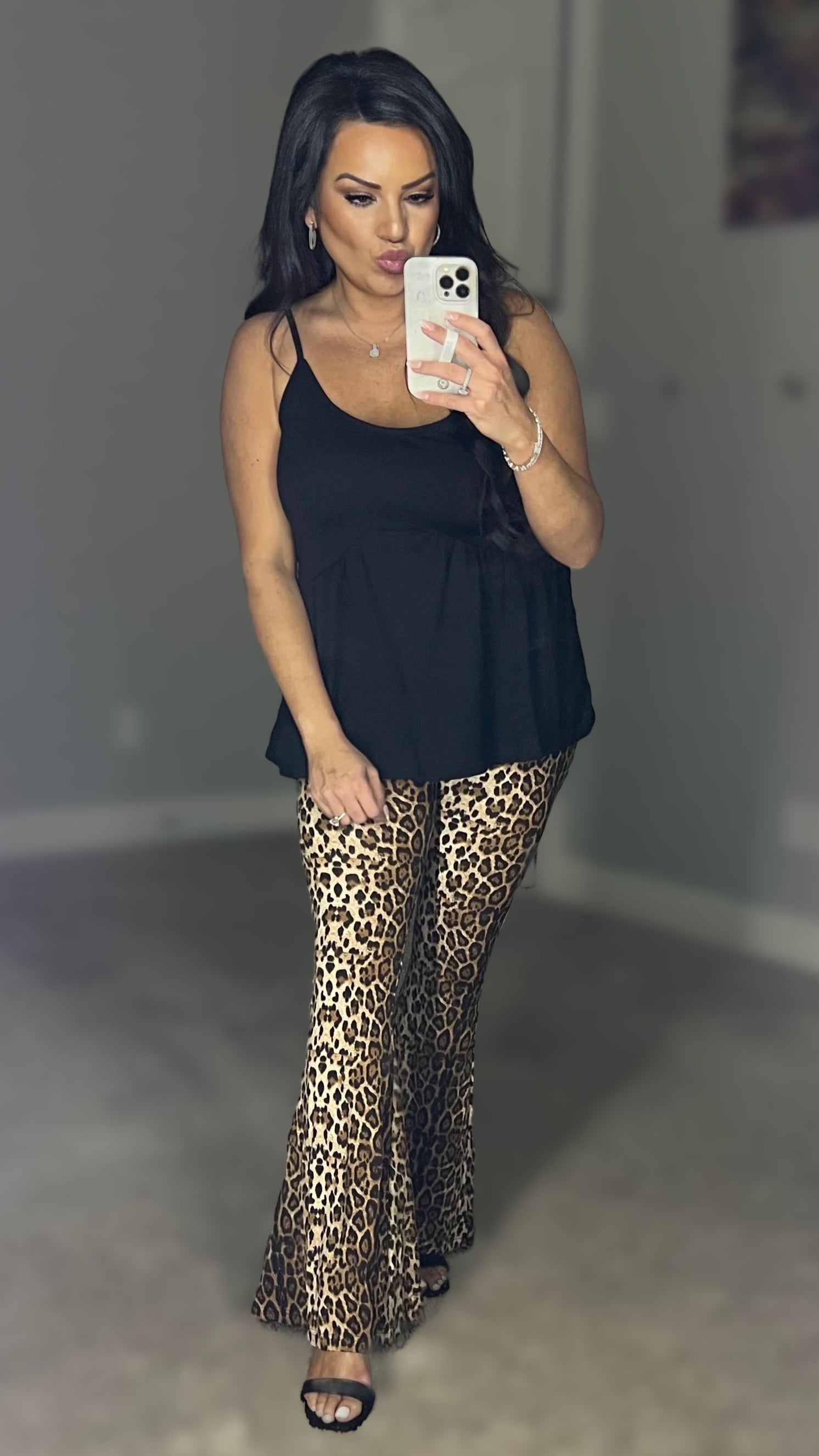 Dancing Queen Leopard Print Flare Leg Pants