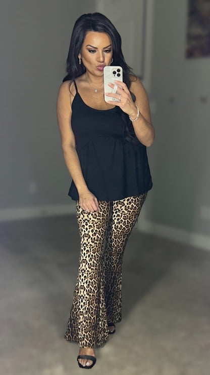 Dancing Queen Leopard Print Flare Leg Pants