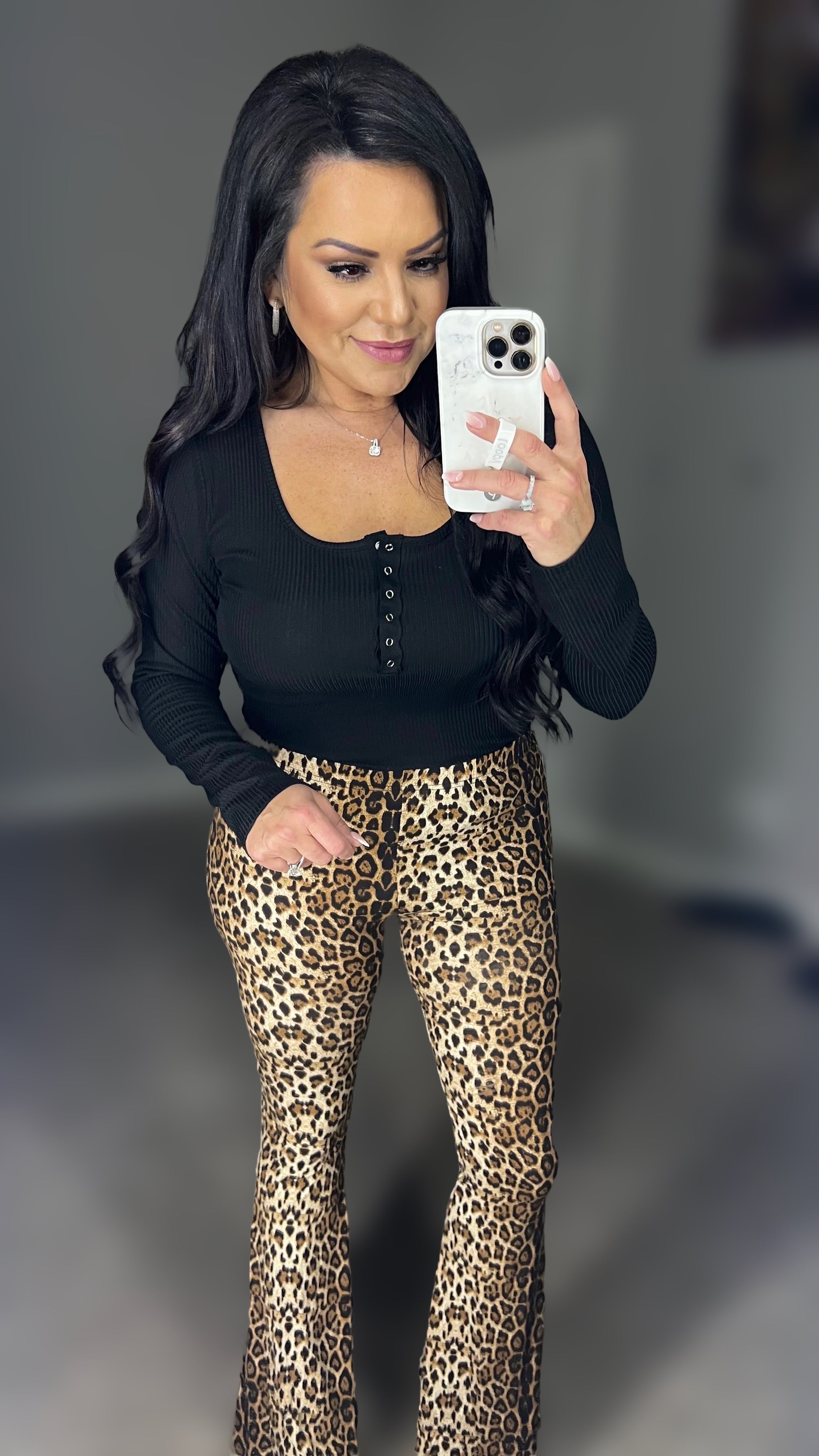 Dancing Queen Leopard Print Flare Leg Pants
