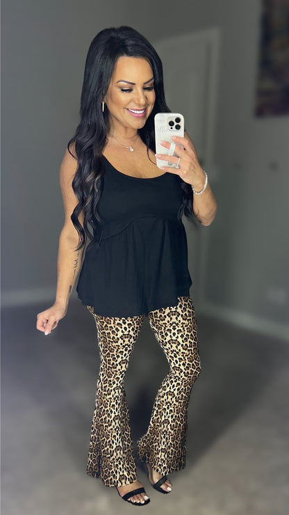 Dancing Queen Leopard Print Flare Leg Pants